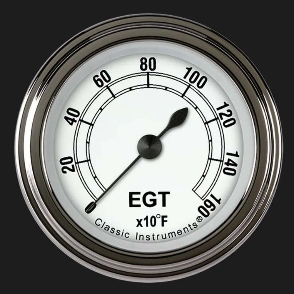 Classic White 2 1_8_ Exhaust Gas Temp. Gauge CW198SLF